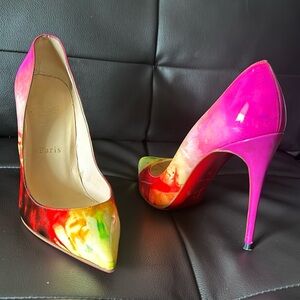 Christian Louboutin tie dye heels. Patent leather So Kate.